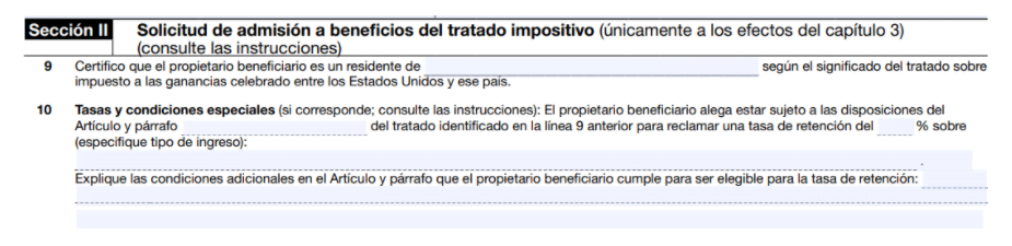 W-8BEN SECCION II